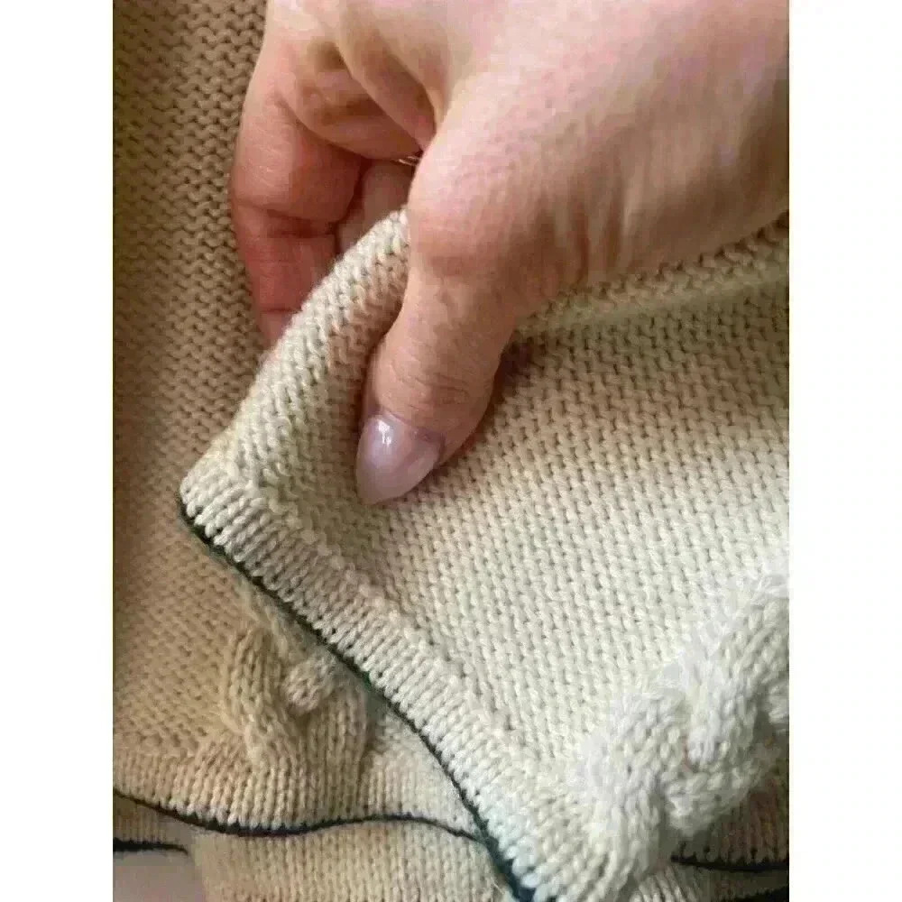 Vintage Astrifa Gestrickte Trach Holiday Cream Ivory Wool Cardigan Size 44 M/L - Picture 10 of 12